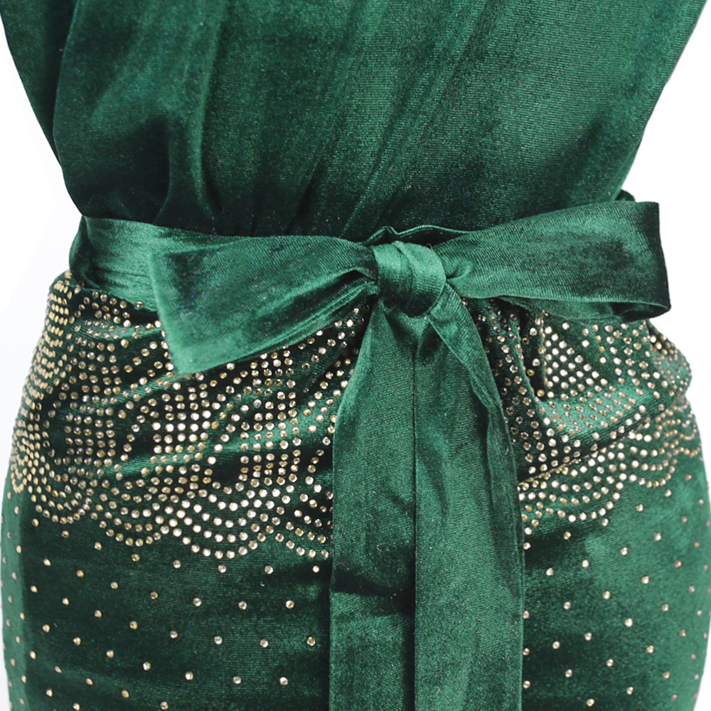 African fashion celebrities women's Flannelette front and rear hot drill # three piece # Skirt Set + headscarf