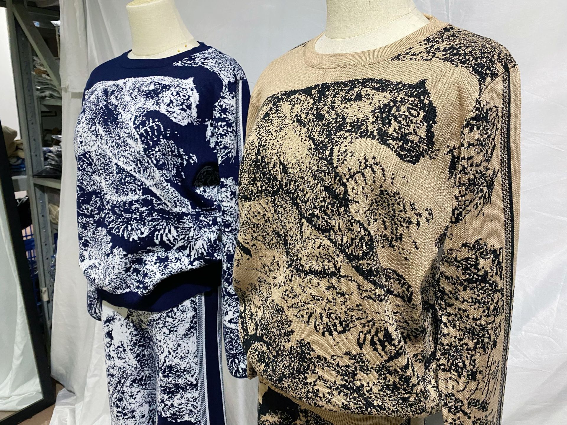 Muslim Vintage jungle pattern knitted set Middle East Dubai fashion women's wear