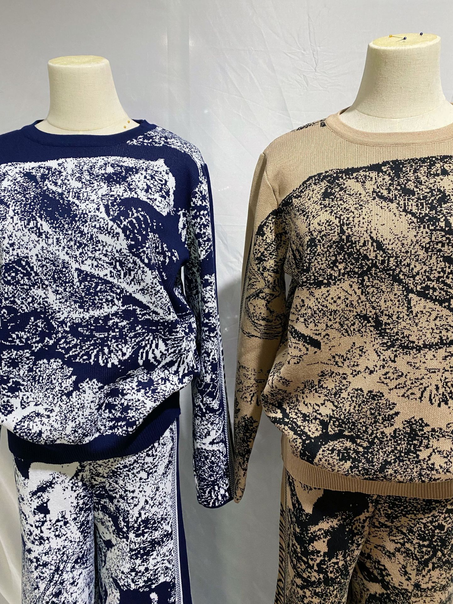 Muslim Vintage jungle pattern knitted set Middle East Dubai fashion women's wear