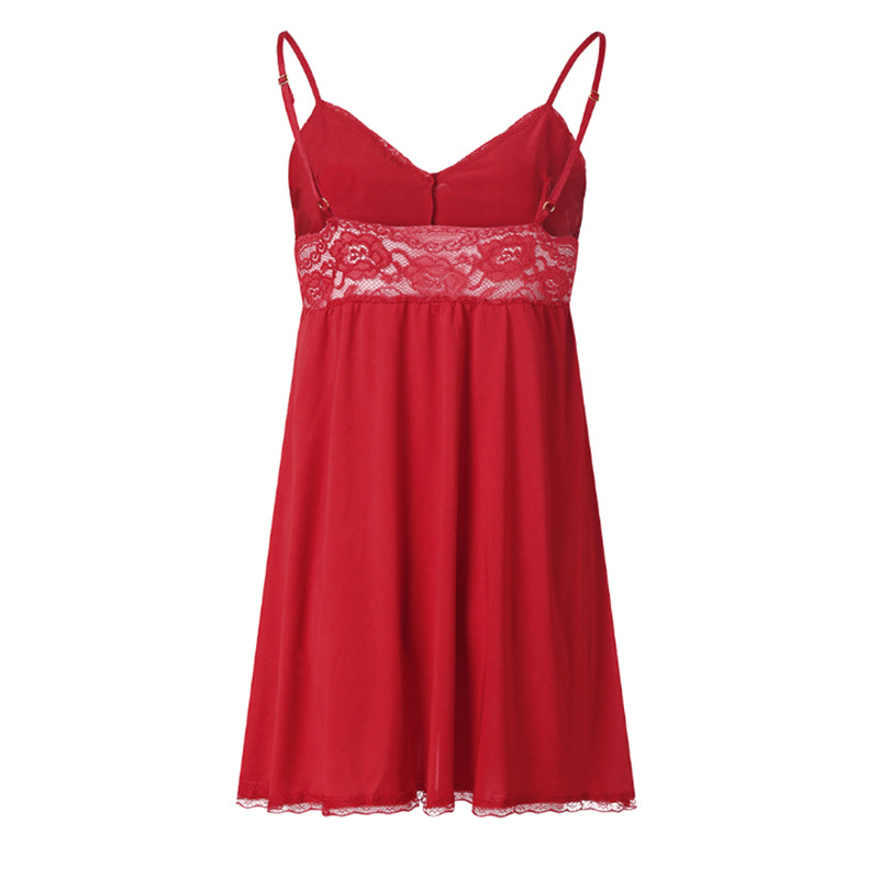 Lace sexy underwear women's perspective pajamas nightdress fat large suspender skirt set dress