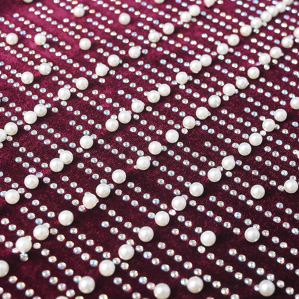 Large two piece skirt suit heavy industry nail bead flannel fashion casual T-shirt + Hip Wrap Skirt African dress