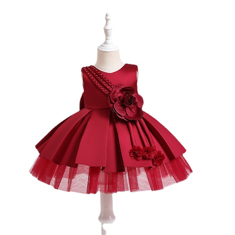 Baby full moon dress performance dress one year old princess dress girl wedding dress baby poncho cake dress