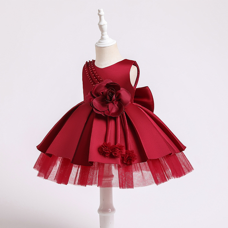 Baby full moon dress performance dress one year old princess dress girl wedding dress baby poncho cake dress