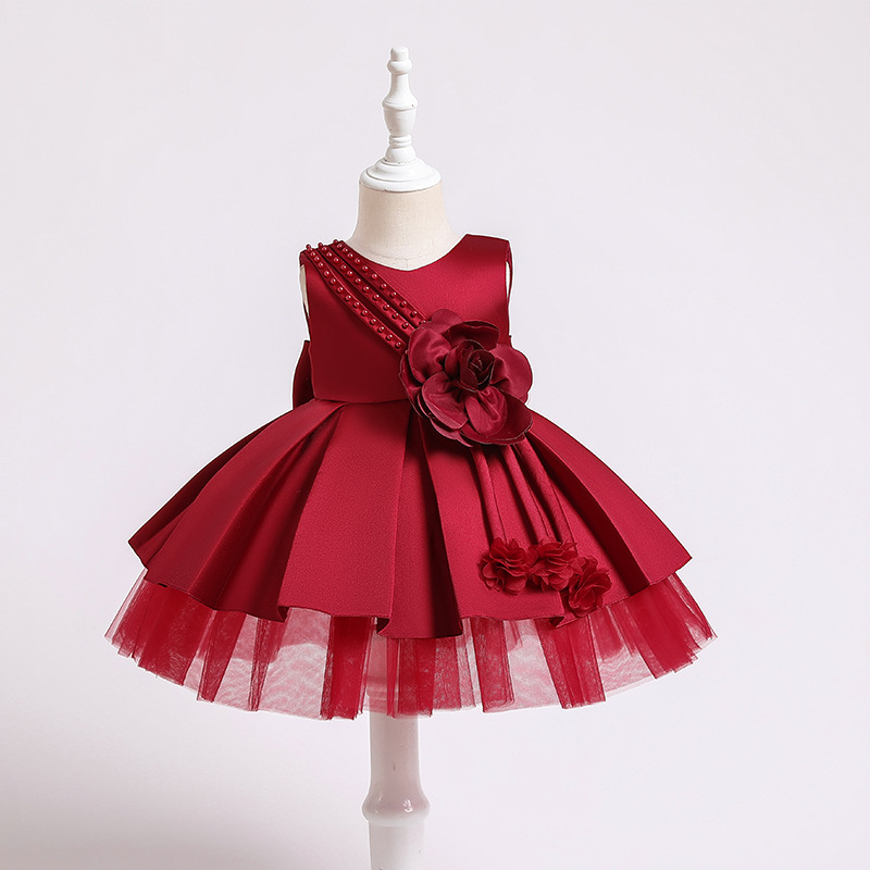 Baby full moon dress performance dress one year old princess dress girl wedding dress baby poncho cake dress