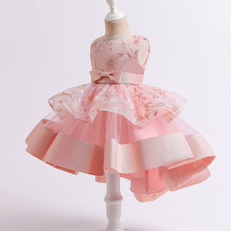 New girls' tail Princess Dress Girls' dress flower girl wedding dress mesh cake pengpengzi piano dress dress