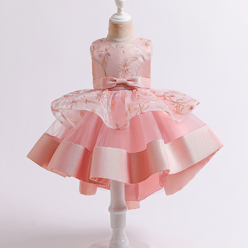 New girls' tail Princess Dress Girls' dress flower girl wedding dress mesh cake pengpengzi piano dress dress