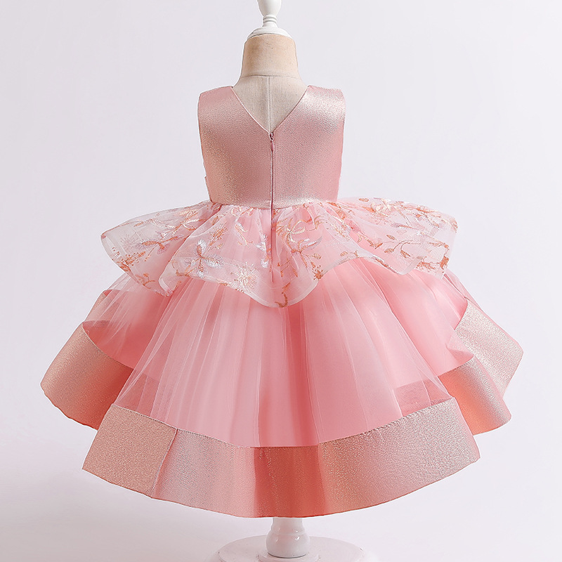 New girls' tail Princess Dress Girls' dress flower girl wedding dress mesh cake pengpengzi piano dress dress