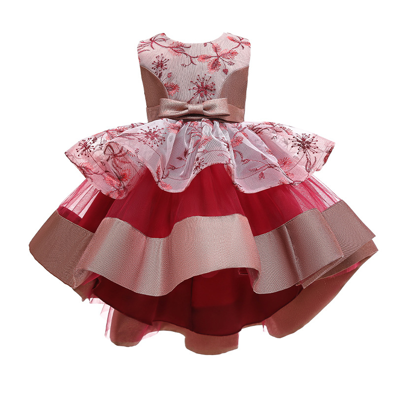 New girls' tail Princess Dress Girls' dress flower girl wedding dress mesh cake pengpengzi piano dress dress