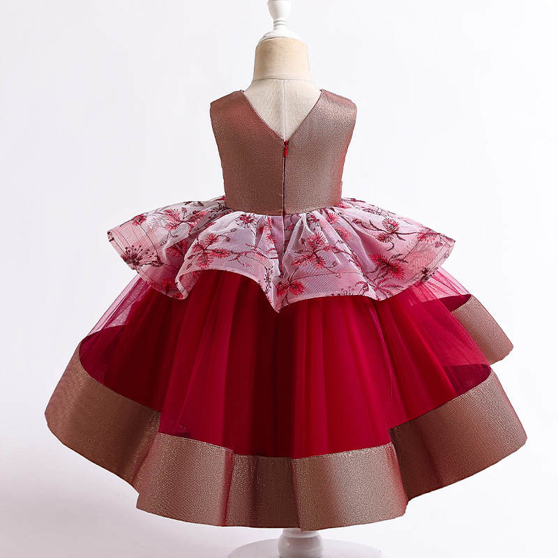 New girls' tail Princess Dress Girls' dress flower girl wedding dress mesh cake pengpengzi piano dress dress