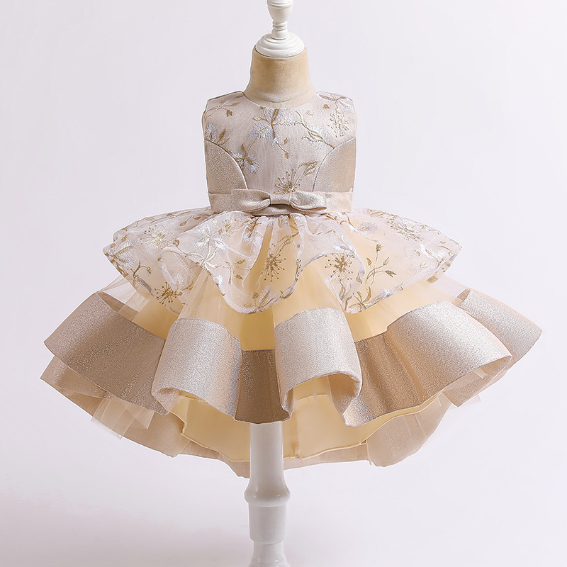 New girls' tail Princess Dress Girls' dress flower girl wedding dress mesh cake pengpengzi piano dress dress