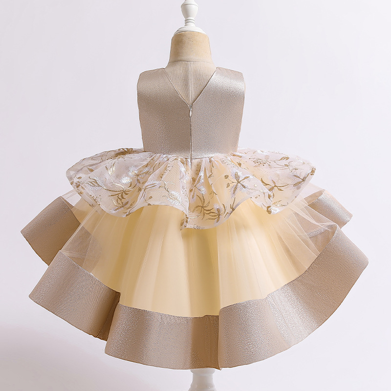 New girls' tail Princess Dress Girls' dress flower girl wedding dress mesh cake pengpengzi piano dress dress