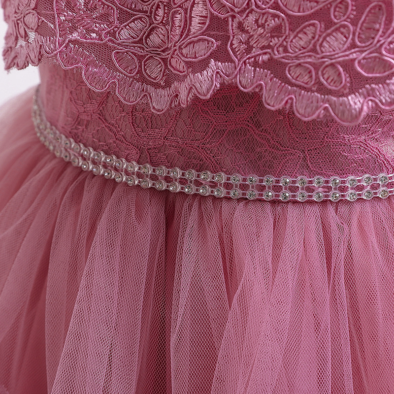 New girls' wedding dress embroidered small shawl princess dress flower girl lotus leaf skirt long skirt host performance dress