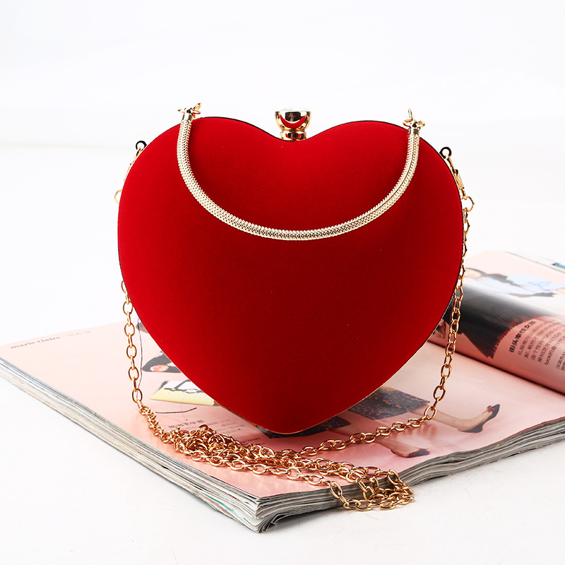 Heart shaped Dinner Bag pure handmade suede hand bag simple women's banquet bag with arm clutch bag