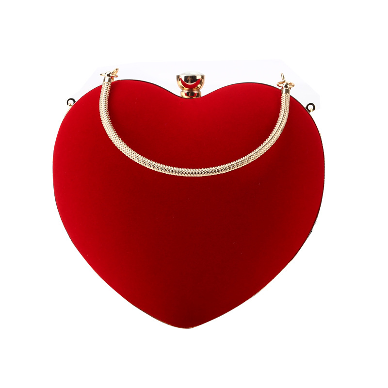 Heart shaped Dinner Bag pure handmade suede hand bag simple women's banquet bag with arm clutch bag
