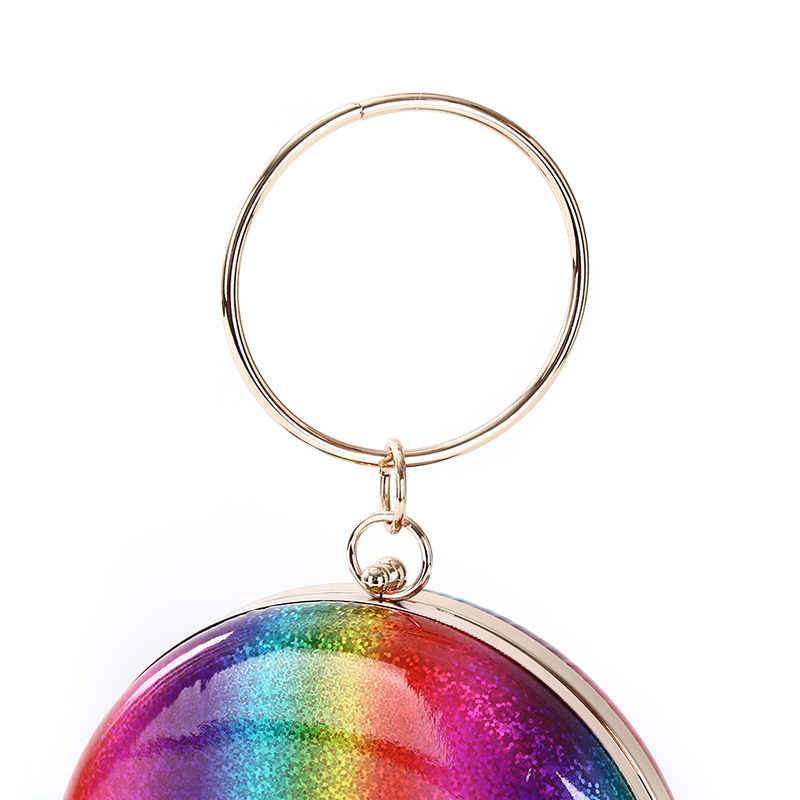 Portable Dinner Bag European and American cross-border round evening bag holding clutch rainbow element small round bag