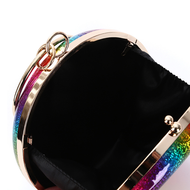 Portable Dinner Bag European and American cross-border round evening bag holding clutch rainbow element small round bag