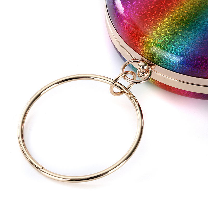 Portable Dinner Bag European and American cross-border round evening bag holding clutch rainbow element small round bag