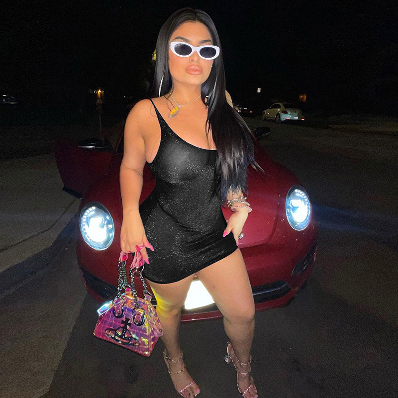 Yj21291 new gold and silver fine flash sexy nightclub perspective short skirt European and American cross-border winter dress