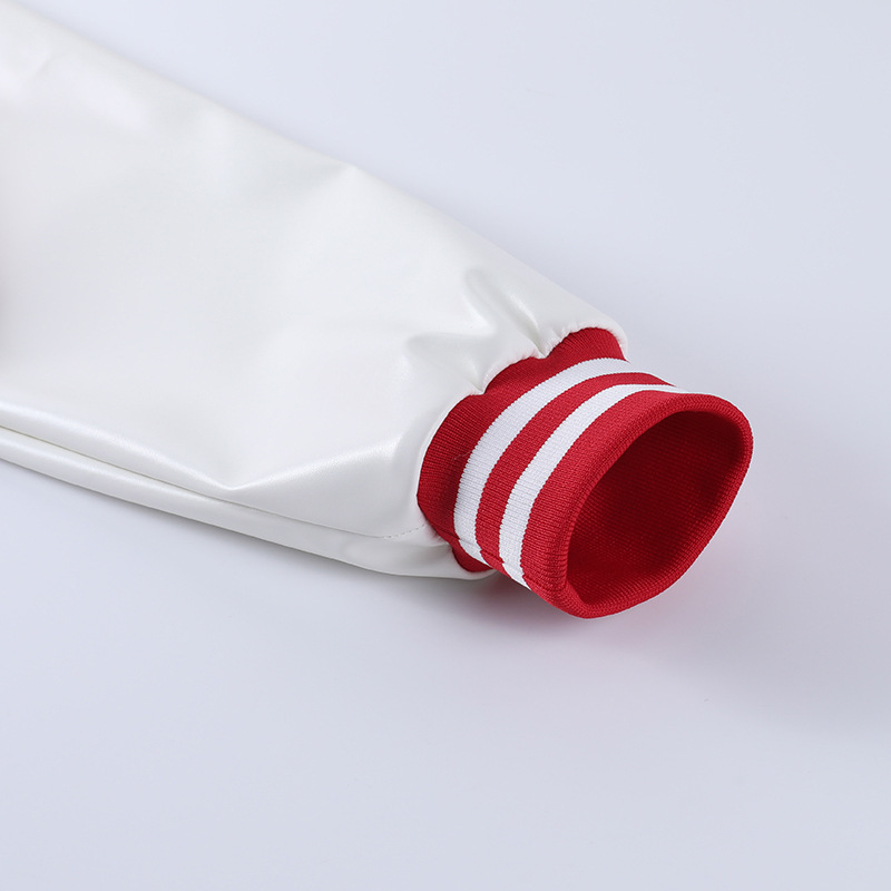 2022 Color blocking printing leather sleeve Baseball Jacket short coat women's  coat