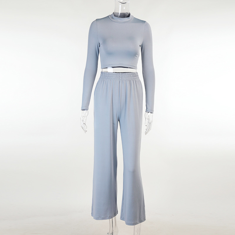 Ls21290 Leisure home sports suit women 2022 fashion temperament commuter wide leg pants long sleeve suit