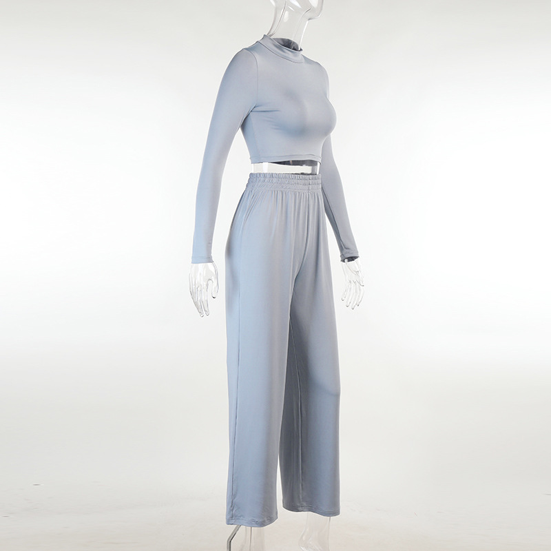 Ls21290 Leisure home sports suit women 2022 fashion temperament commuter wide leg pants long sleeve suit