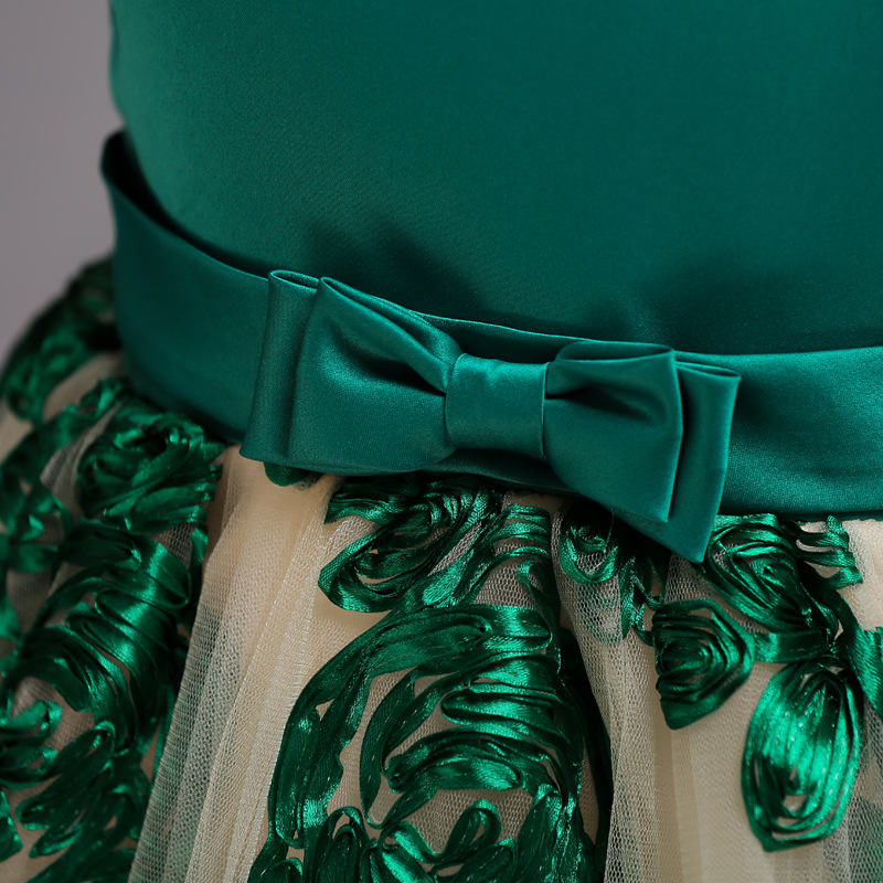 Children's dress three-dimensional embroidered tail Princess Dress banquet birthday performance dress multi-level mesh lovely dress