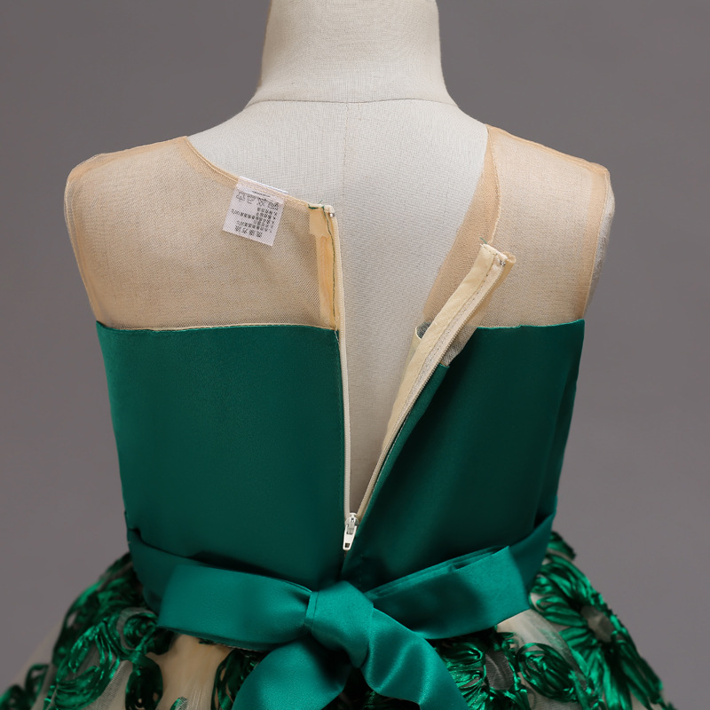 Children's dress three-dimensional embroidered tail Princess Dress banquet birthday performance dress multi-level mesh lovely dress