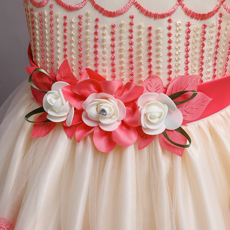 New Satin Princess Dress middle and large children's dress host piano group performance dress banquet evening dress