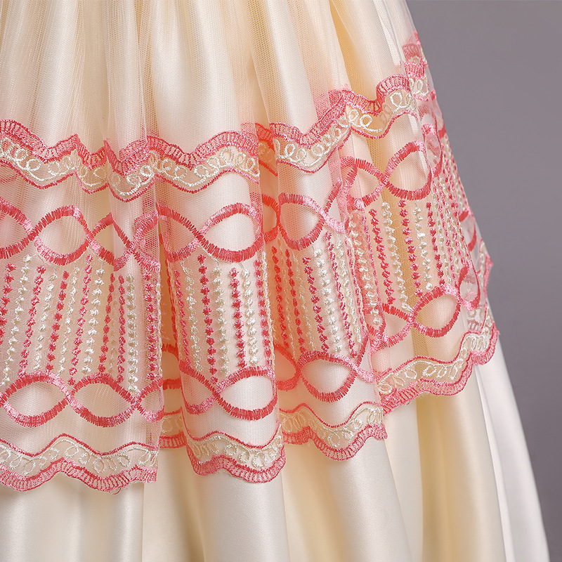 New Satin Princess Dress middle and large children's dress host piano group performance dress banquet evening dress