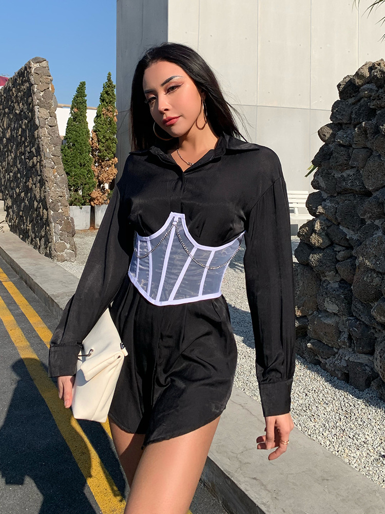 Chain chest support waist girdle women 2022 new style temperament commuter slim fit strap waist seal corsets