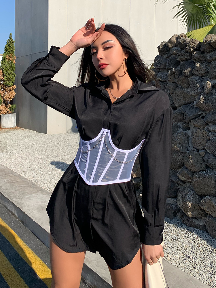 Chain chest support waist girdle women 2022 new style temperament commuter slim fit strap waist seal corsets