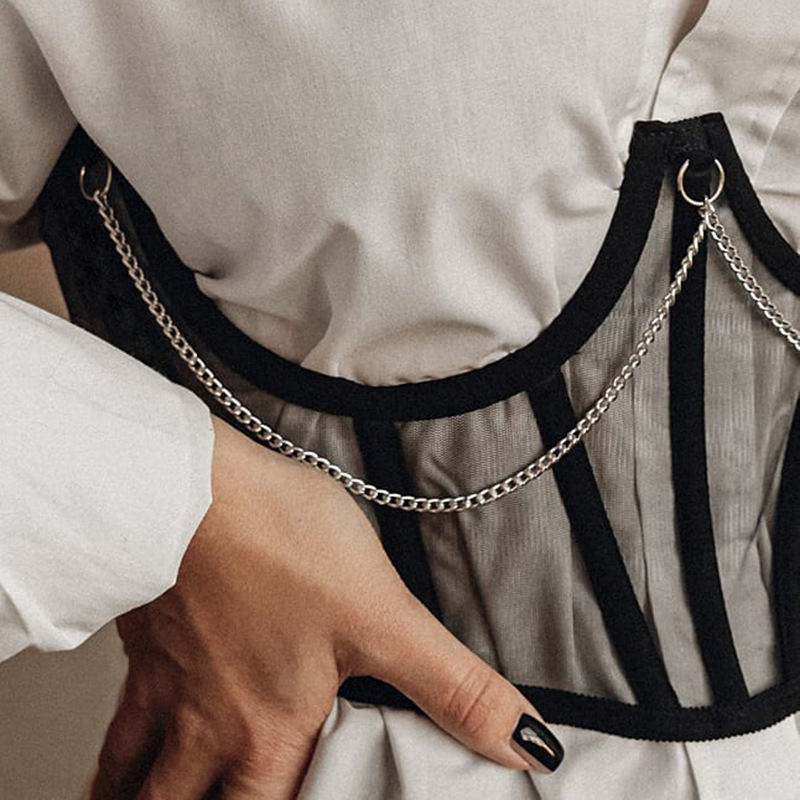 Chain chest support waist girdle women 2022 new style temperament commuter slim fit strap waist seal corsets
