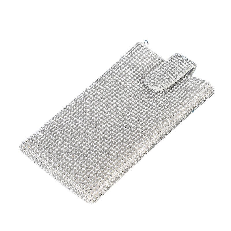 New diamond inlaid mobile phone bag women's chain messenger single shoulder small bag Rhinestone evening bag vertical party bag