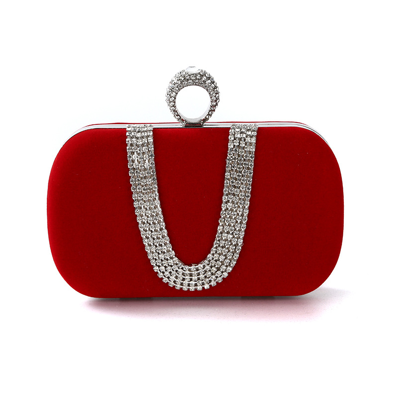 Dinner Bag U-shaped diamond inlaid pure manual banquet Hand Bag Makeup dress bride bag