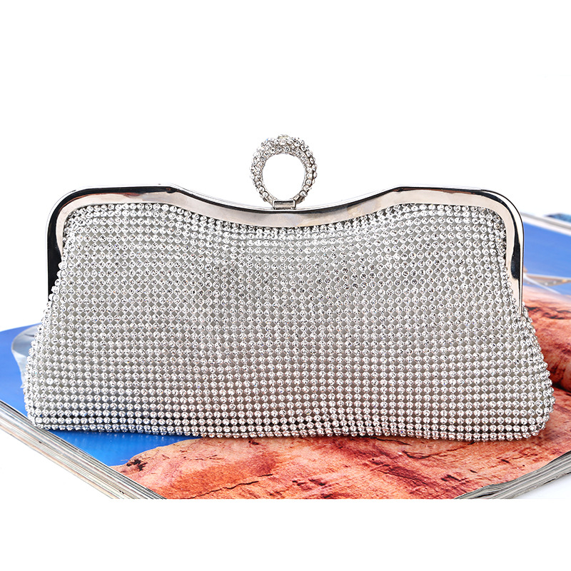 Dinner Bag inlaid with diamond, pure handmade ring, Rhinestone evening bag celebrity banquet clutch bag