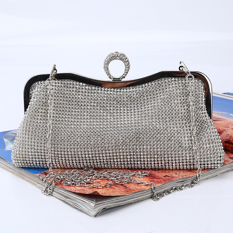 Dinner Bag inlaid with diamond, pure handmade ring, Rhinestone evening bag celebrity banquet clutch bag