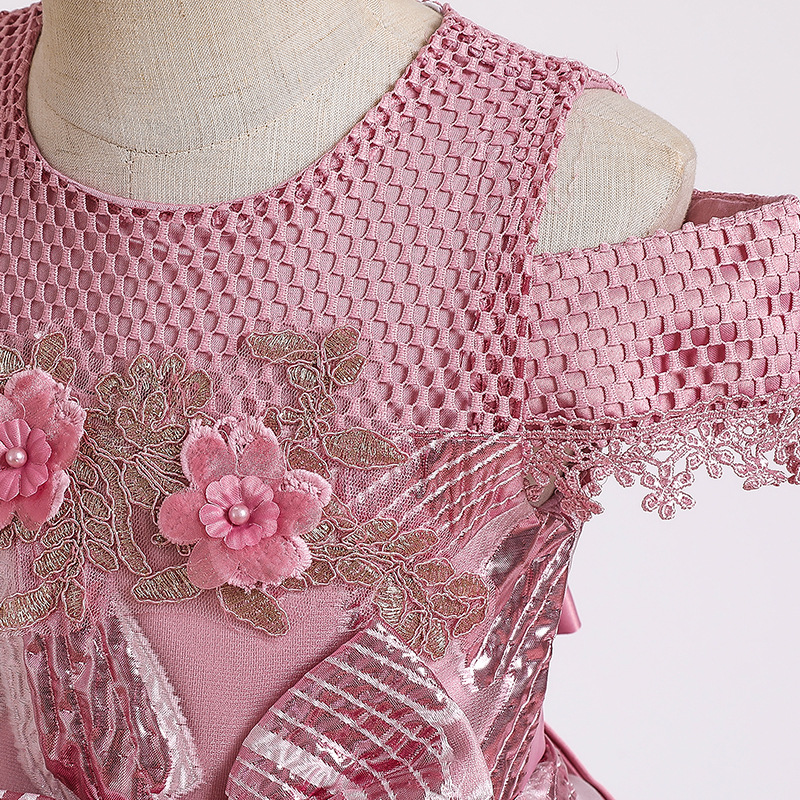 Girls dress princess dress one shoulder wedding dress flower girl Princess Dress host fluffy dress dance performance dress