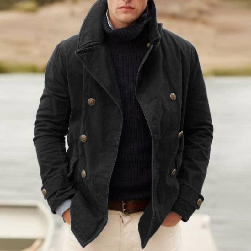 2022 New men's casual fashion open lining solid color coat