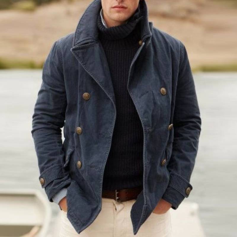 2022 New men's casual fashion open lining solid color coat