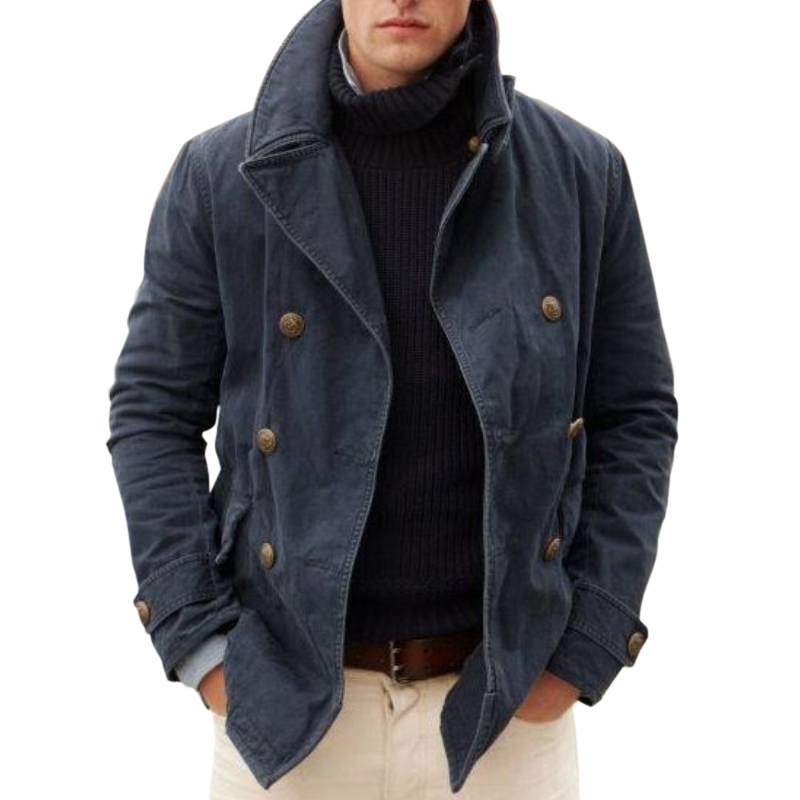 2022 New men's casual fashion open lining solid color coat