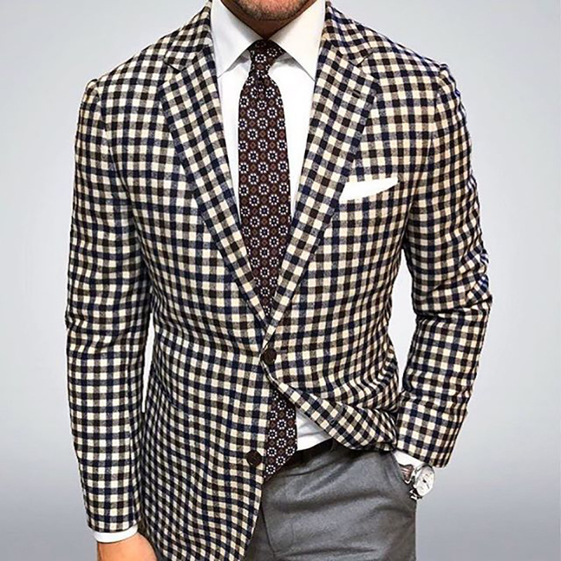Men's new suit men's coat Plaid casual men's coat