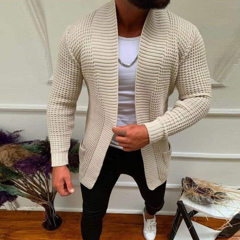 2022 Autumn new European and American men's cardigan sweater fashion stripe casual knitted jacket