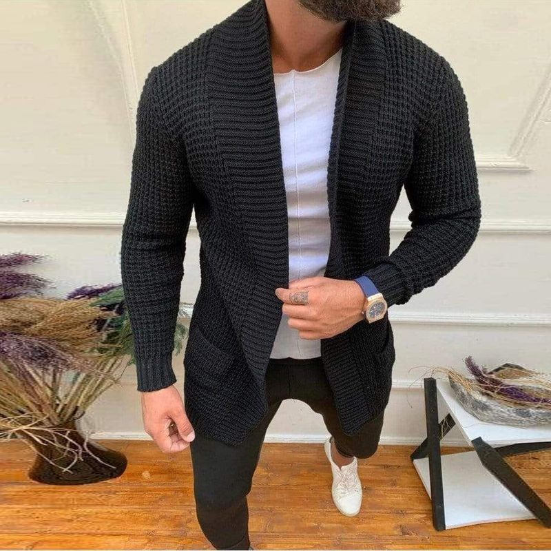 2022 Autumn new European and American men's cardigan sweater fashion stripe casual knitted jacket