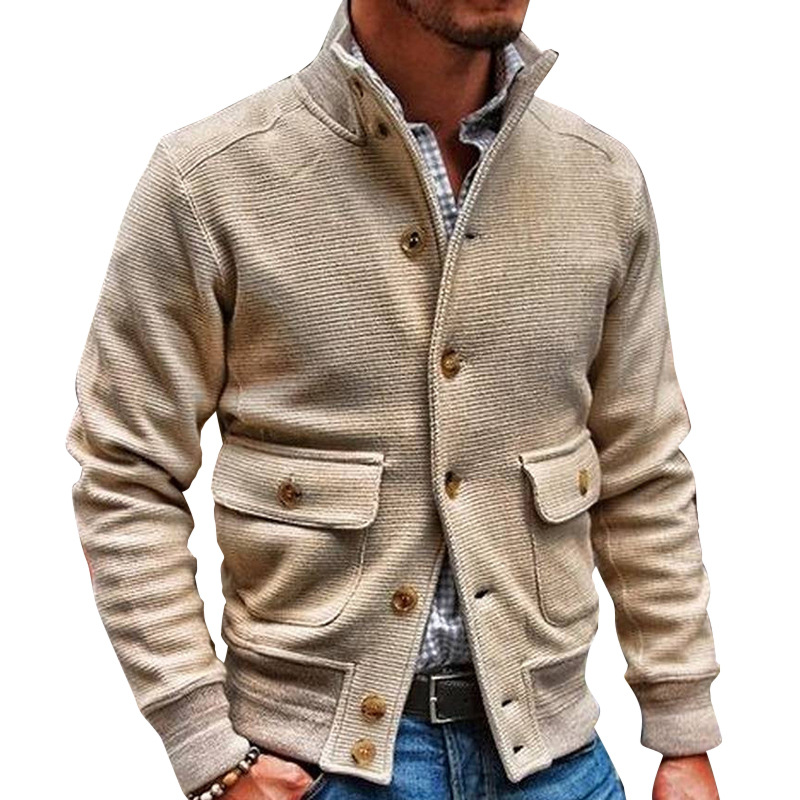 Men's Korean stand collar solid color casual jacket coat