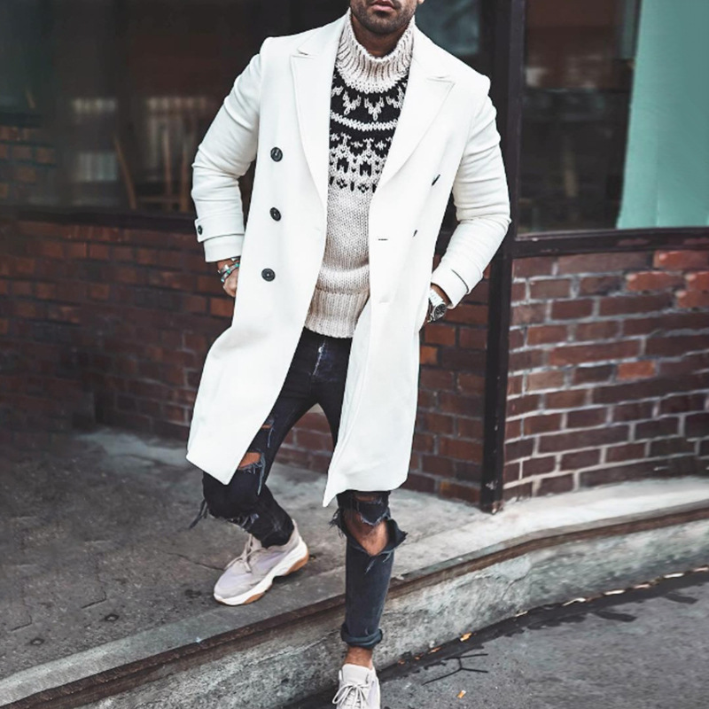 2022 Fashion men's new solid color casual coat woolen coat