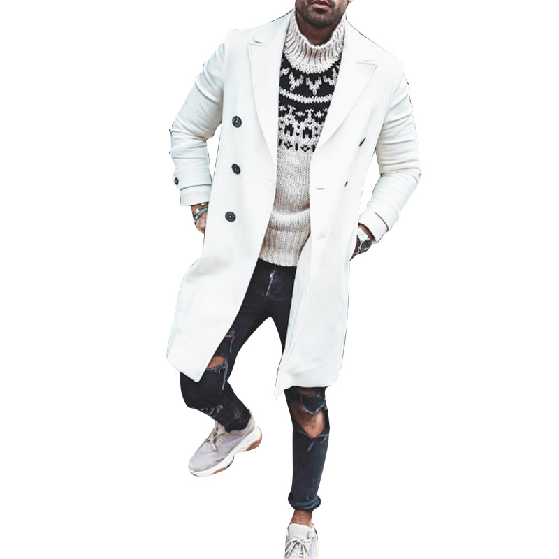 2022 Fashion men's new solid color casual coat woolen coat