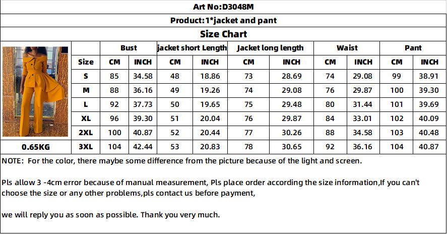New European and American women's fashion temperament commuter suit pants set African two-piece set suit clothes