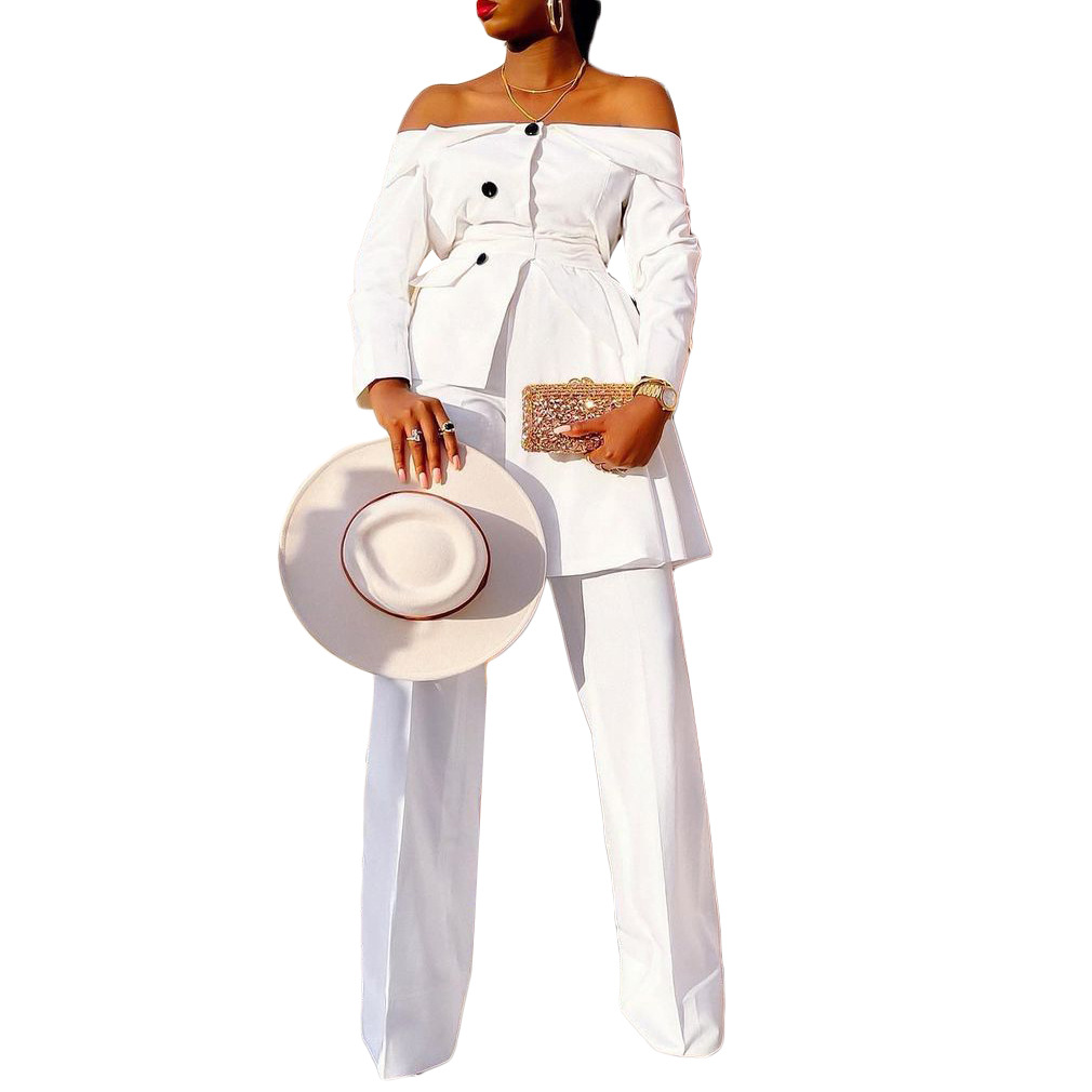 New European and American women's fashion temperament commuter suit pants set African two-piece set suit clothes