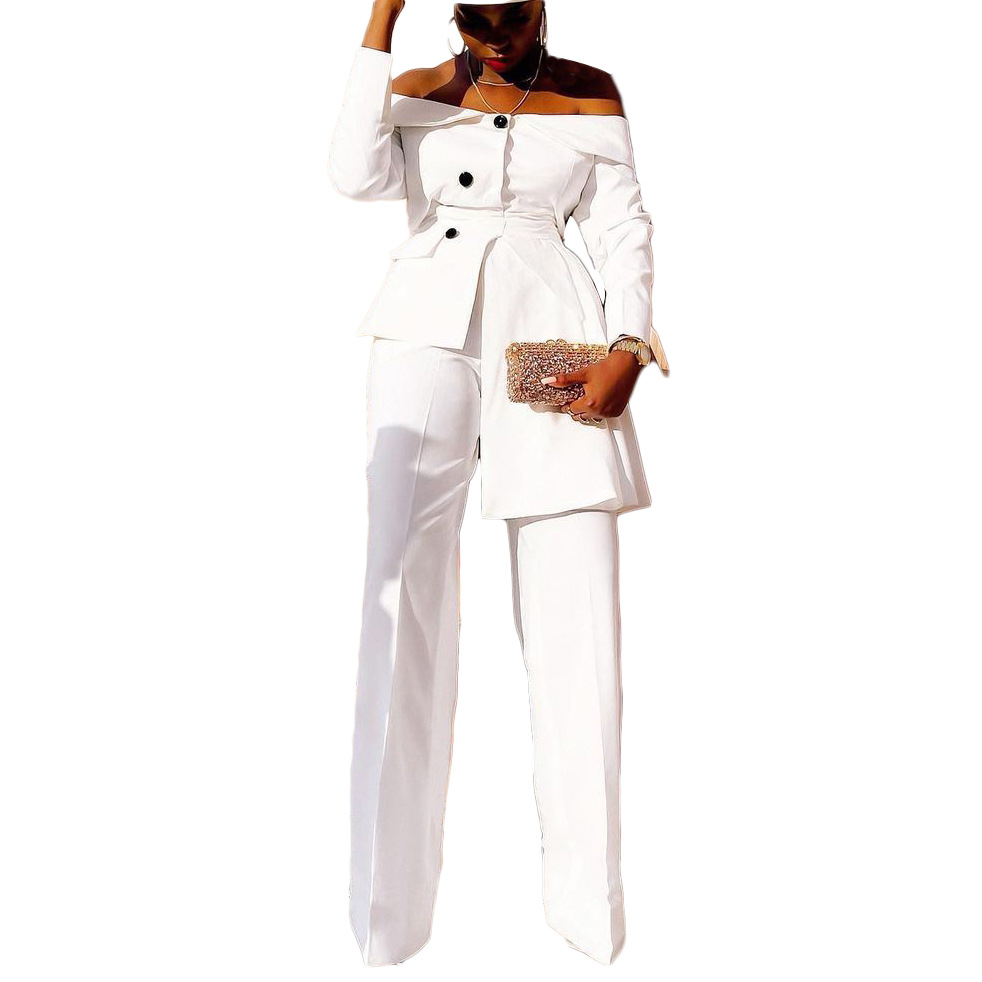 New European and American women's fashion temperament commuter suit pants set African two-piece set suit clothes