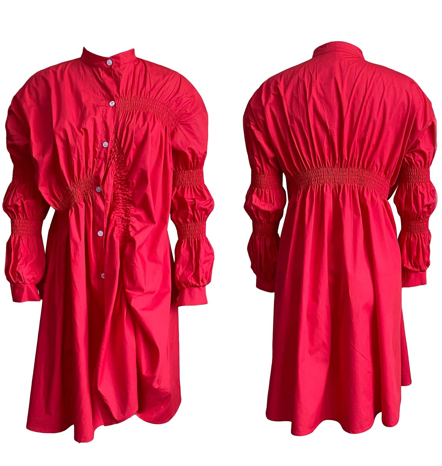 Autumn European and American women's independent station Amazon sexy cotton pleated loose large dress